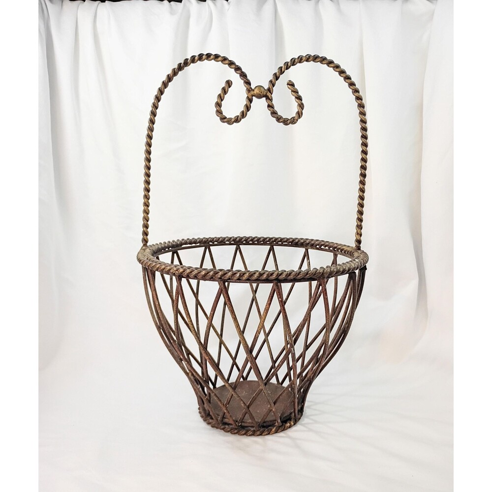 Heavy Braided Metal Basket Brown